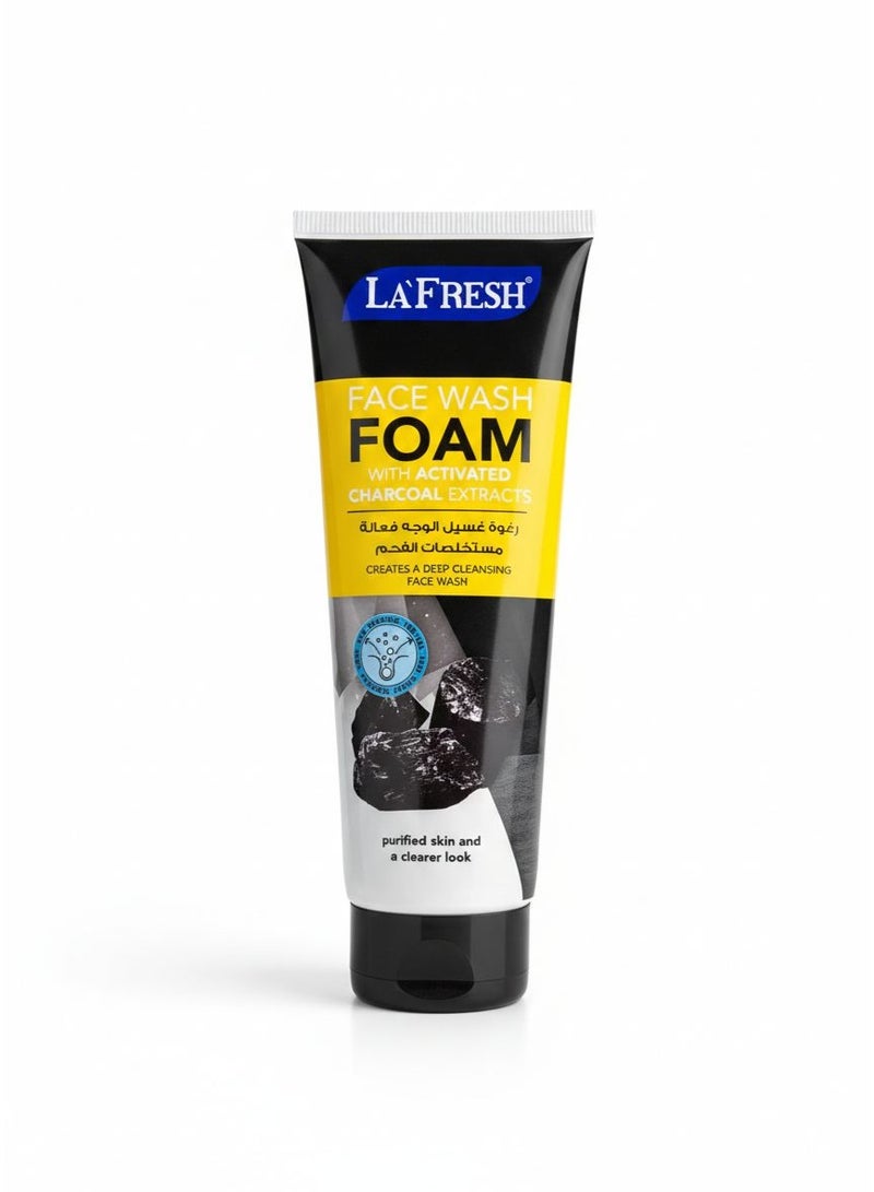Effective face wash foam with charcoal extracts, 100ml